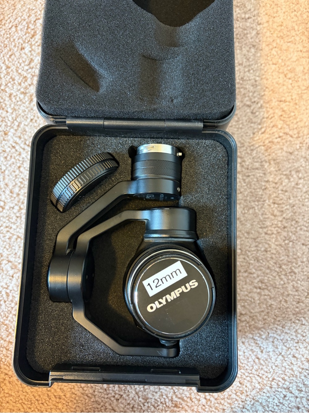 DJI Black Camera Gimbal Lens Mount with 12mm Olympus Cap